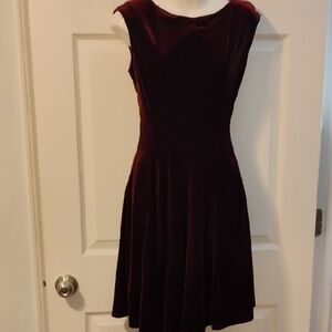 Danny & Nicole Burgundy Velvet Midi Dress